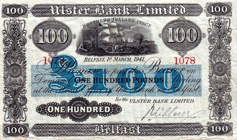 Front of Northern Ireland p320: 100 Pounds from 1941