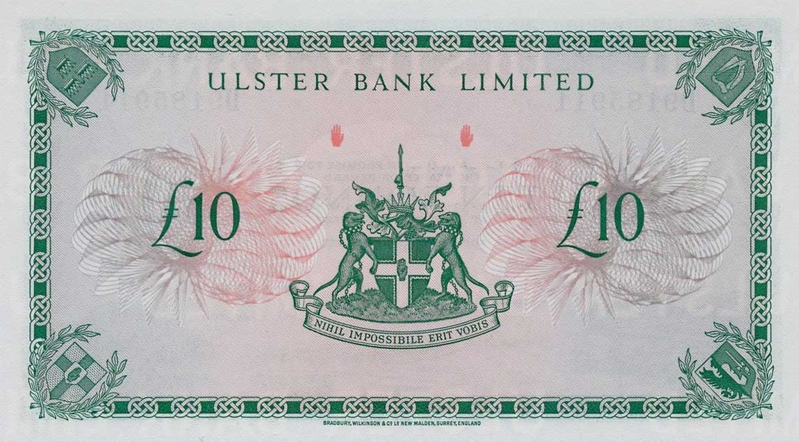 Back of Northern Ireland p327d: 10 Pounds from 1989