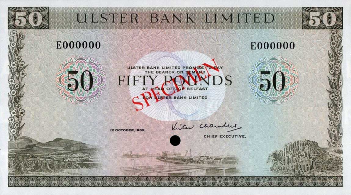 Front of Northern Ireland p329s: 50 Pounds from 1982