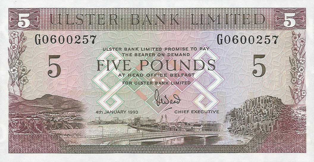 Front of Northern Ireland p331b: 5 Pounds from 1989