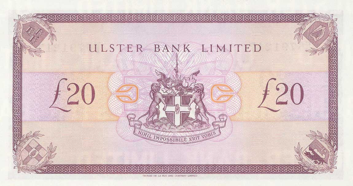 Back of Northern Ireland p333a: 20 Pounds from 1990