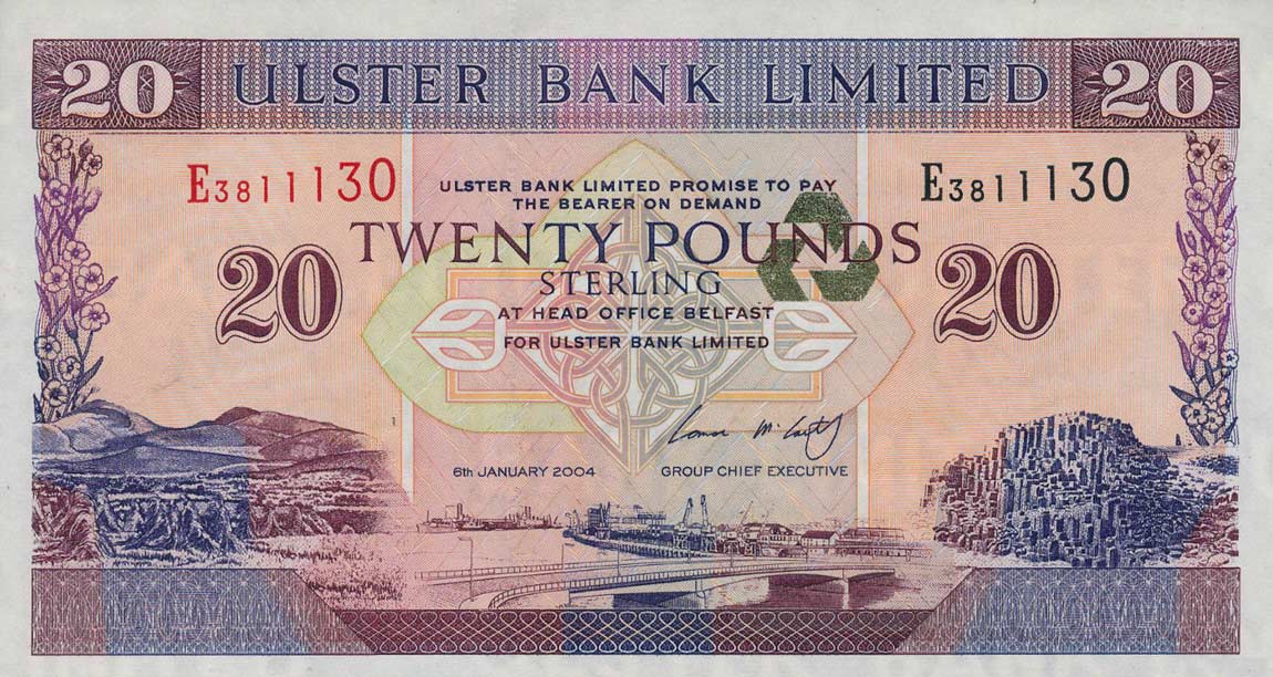 Front of Northern Ireland p337d: 20 Pounds from 2004