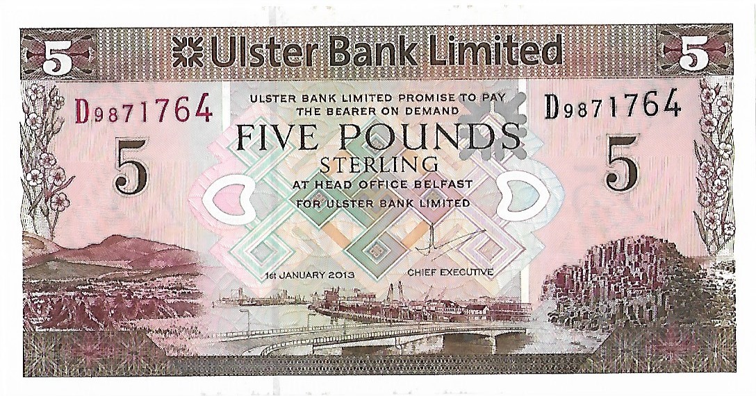 Front of Northern Ireland p340b: 5 Pounds from 2013