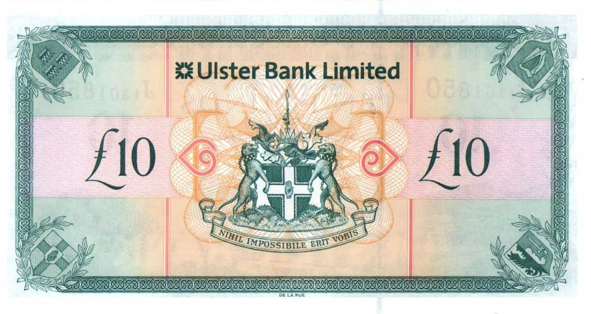 Back of Northern Ireland p341b: 10 Pounds from 2012