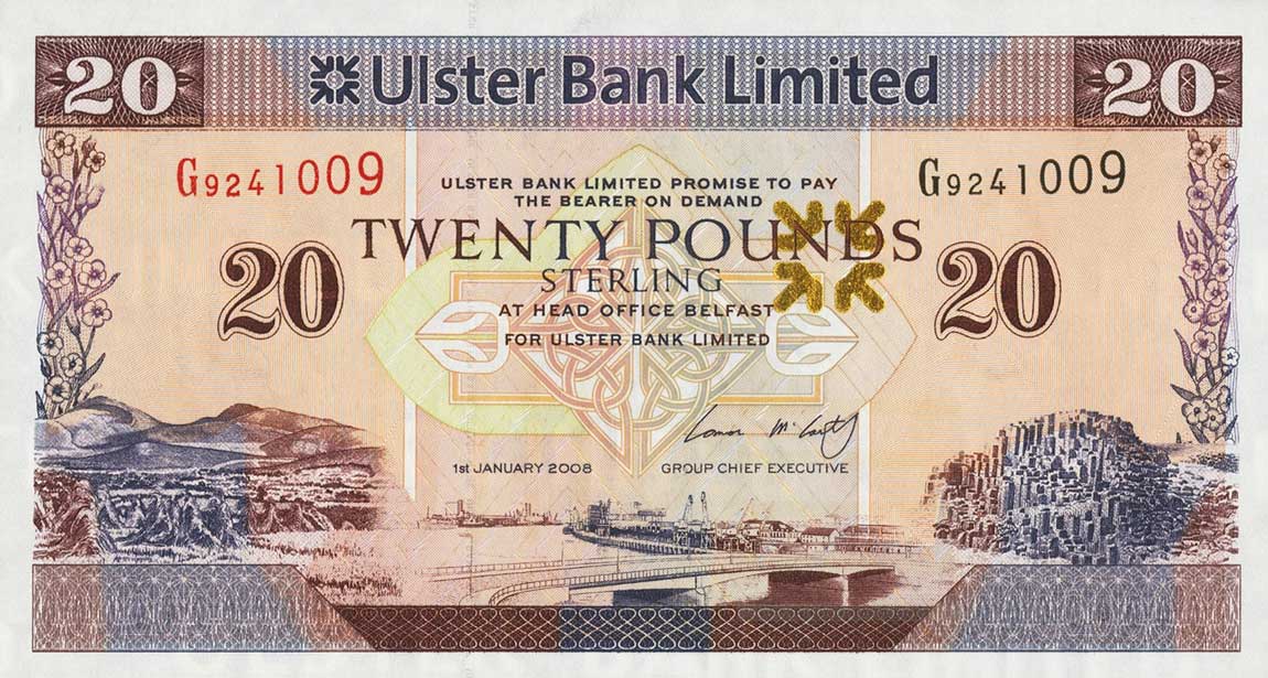 Front of Northern Ireland p342a: 20 Pounds from 2007