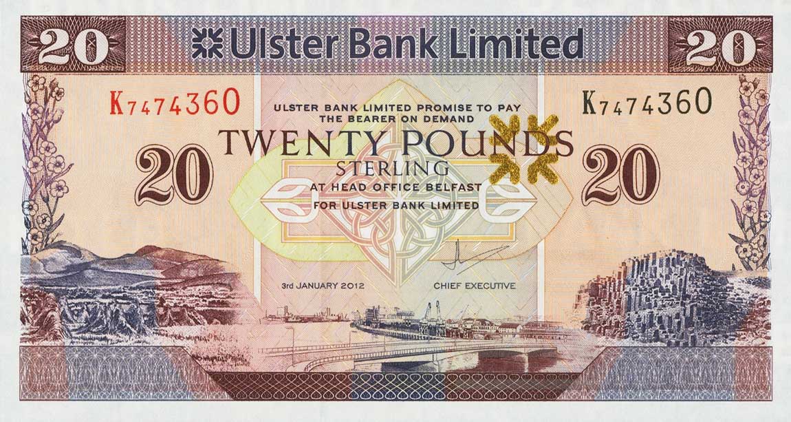 Front of Northern Ireland p342b: 20 Pounds from 2012