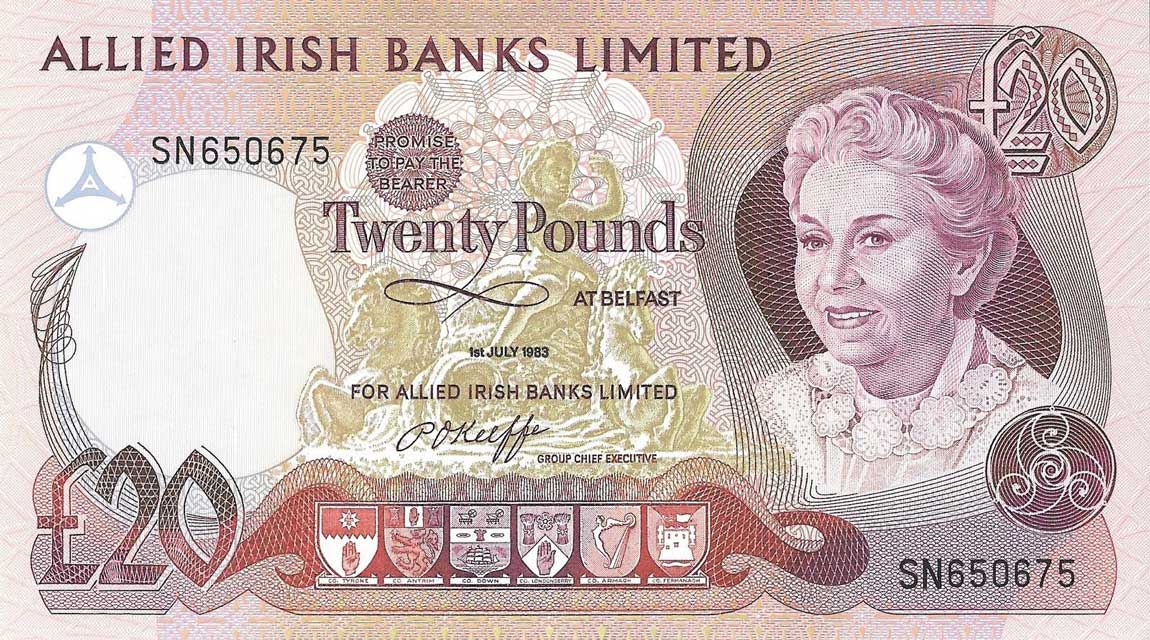 Front of Northern Ireland p4b: 20 Pounds from 1982