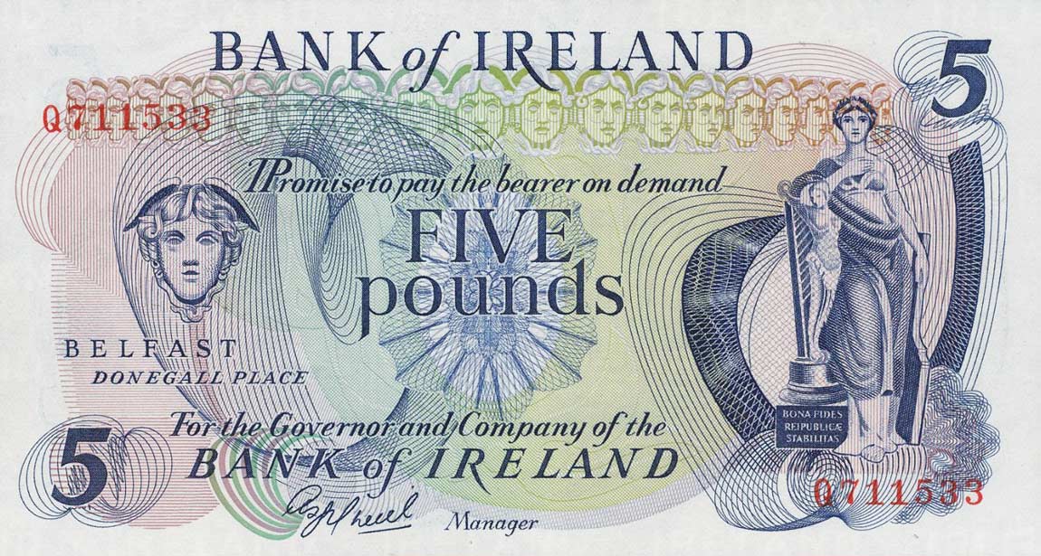 Front of Northern Ireland p62b: 5 Pounds from 1977