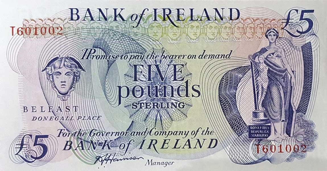 Front of Northern Ireland p66b: 5 Pounds from 1980