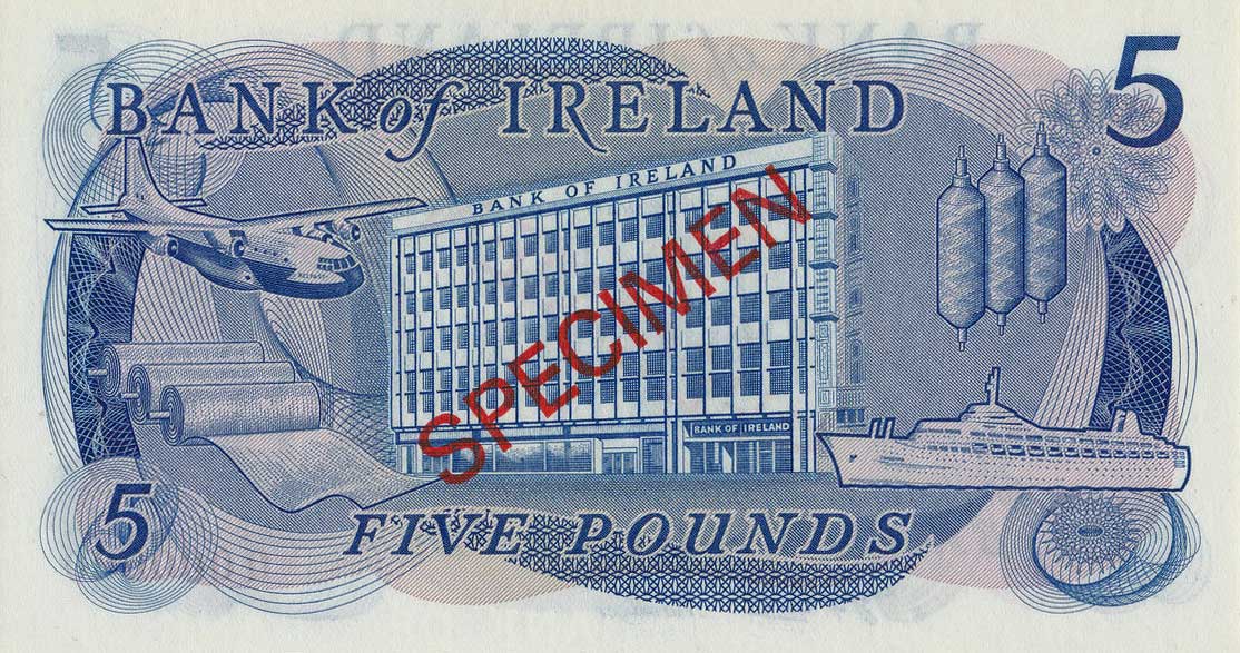 Back of Northern Ireland p66s: 5 Pounds from 1980