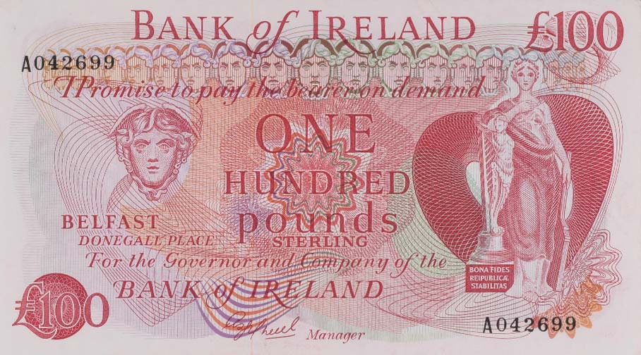 Front of Northern Ireland p68a: 100 Pounds from 1980