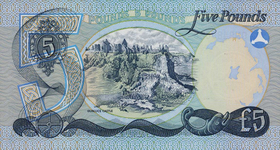 Back of Northern Ireland p6a: 5 Pounds from 1987
