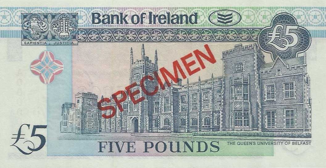 Back of Northern Ireland p70s: 5 Pounds from 1990