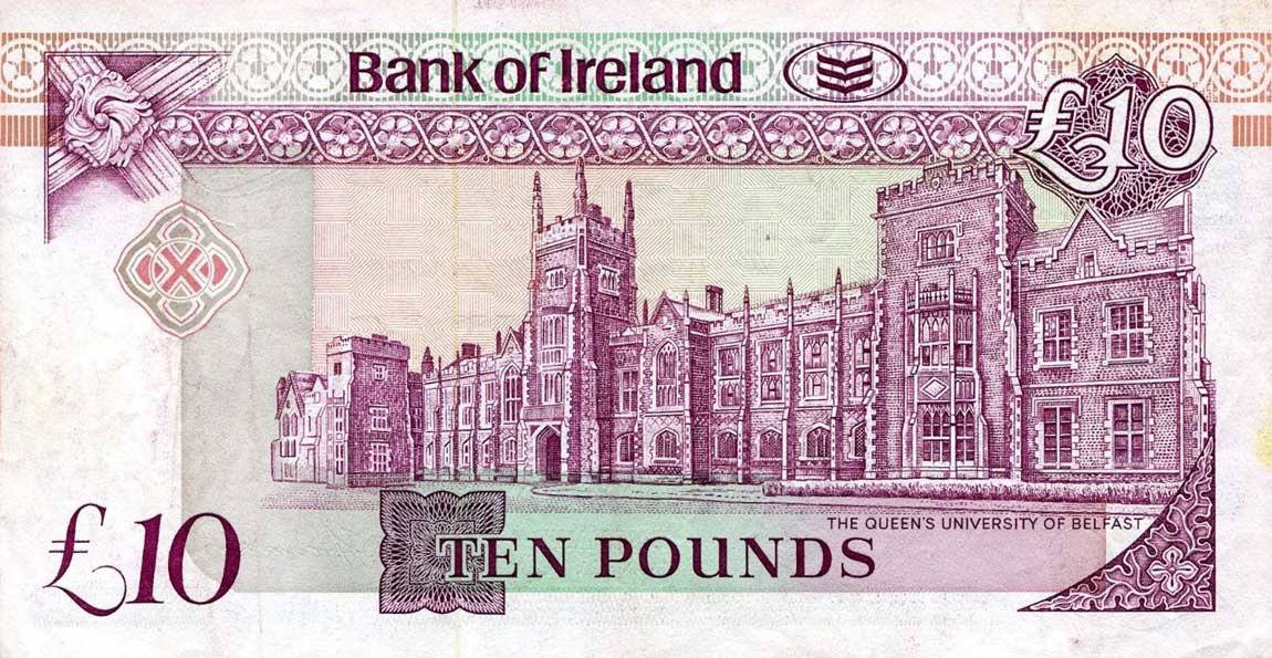 Back of Northern Ireland p71a: 10 Pounds from 1991