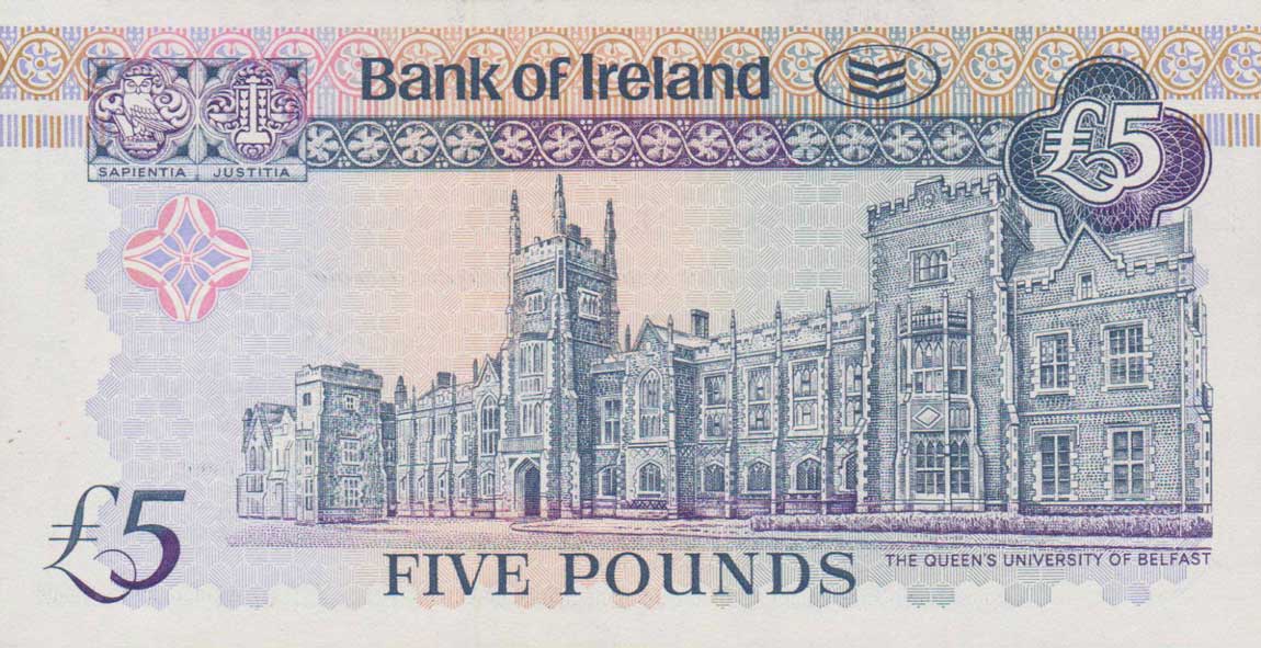 Back of Northern Ireland p74b: 5 Pounds from 1998