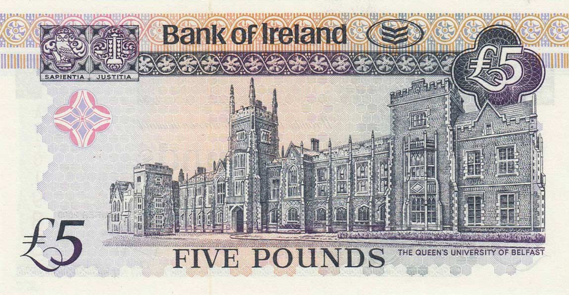 Back of Northern Ireland p74c: 5 Pounds from 2000