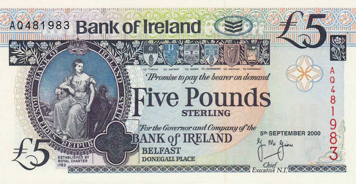 Front of Northern Ireland p74c: 5 Pounds from 2000