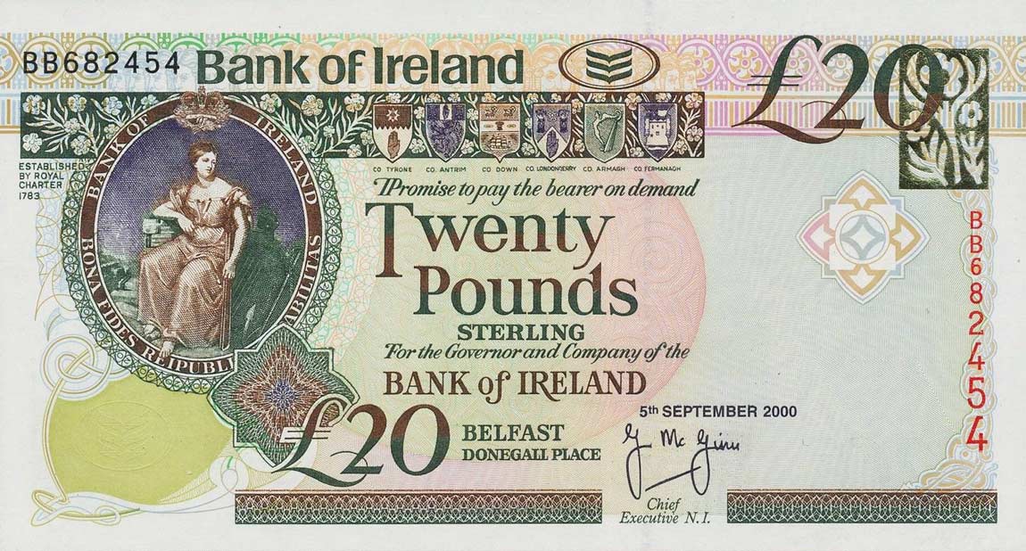 Front of Northern Ireland p76c: 20 Pounds from 2000