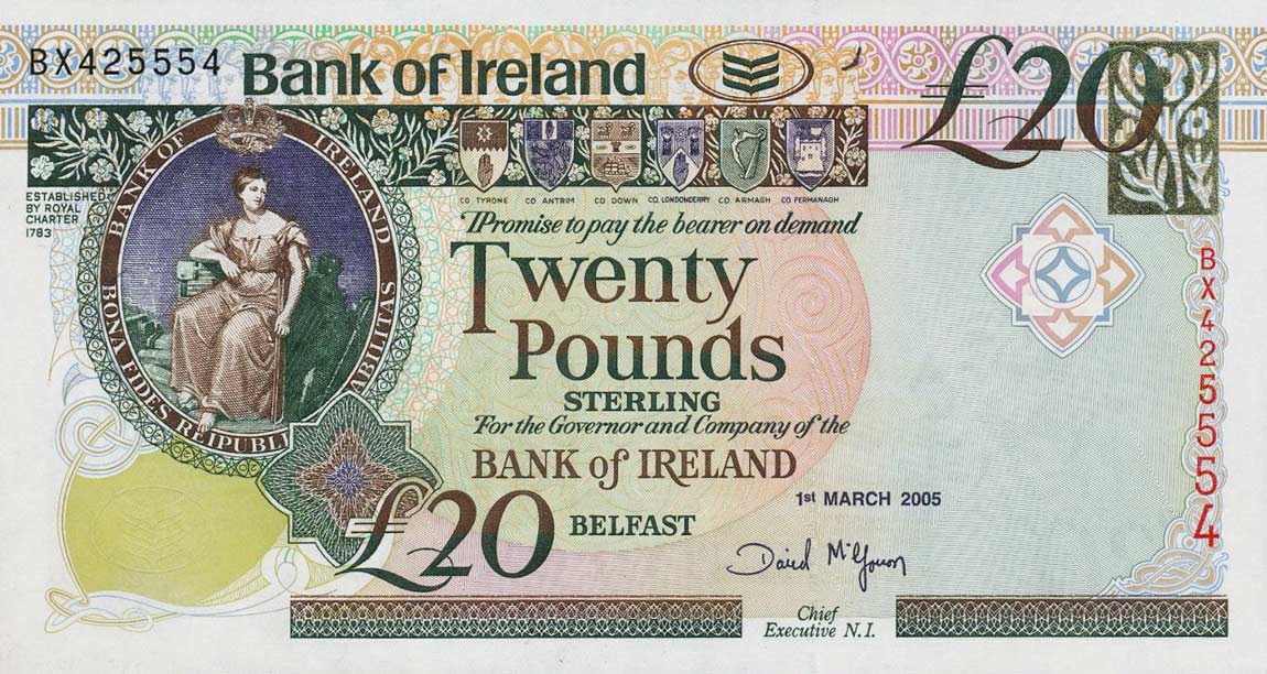 Front of Northern Ireland p80b: 20 Pounds from 2007