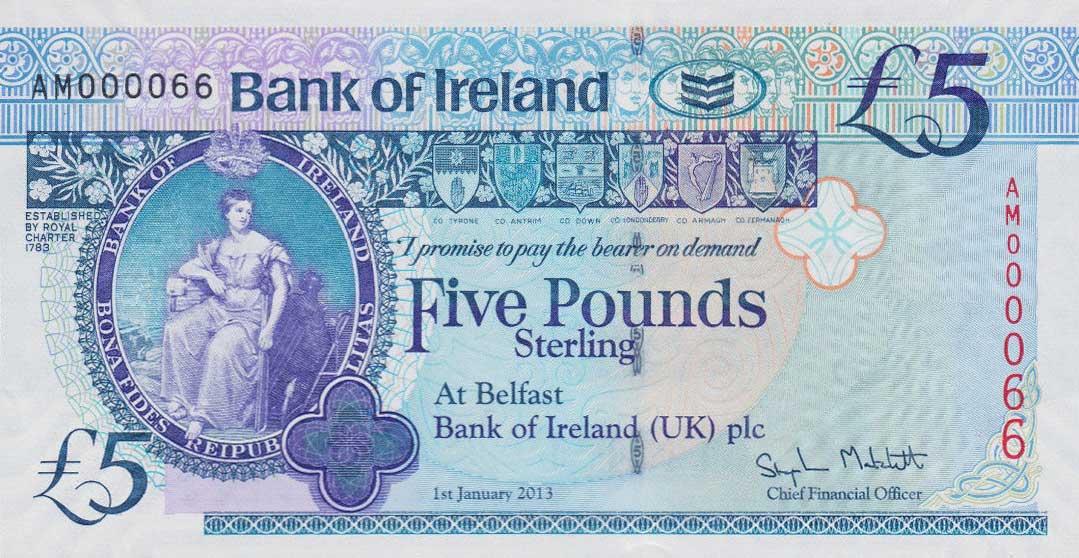 Front of Northern Ireland p86a: 5 Pounds from 2013