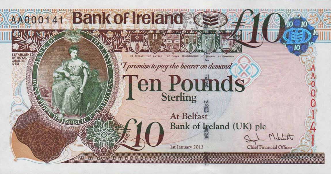 Front of Northern Ireland p87a: 10 Pounds from 2013