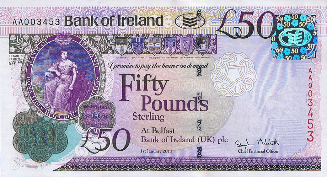 Front of Northern Ireland p89: 50 Pounds from 2013