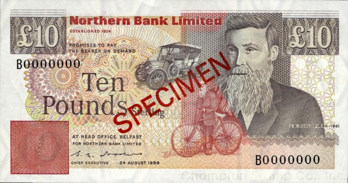 Front of Northern Ireland p194s: 10 Pounds from 1988