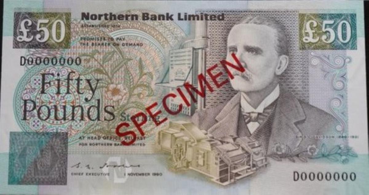 Front of Northern Ireland p196s: 50 Pounds from 1990