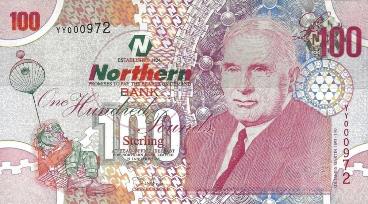 Front of Northern Ireland p209r: 100 Pounds from 2005