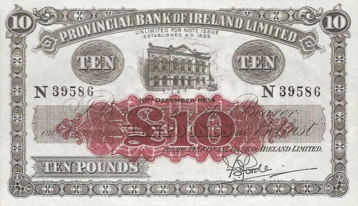 Front of Northern Ireland p233b: 10 Pounds from 1934