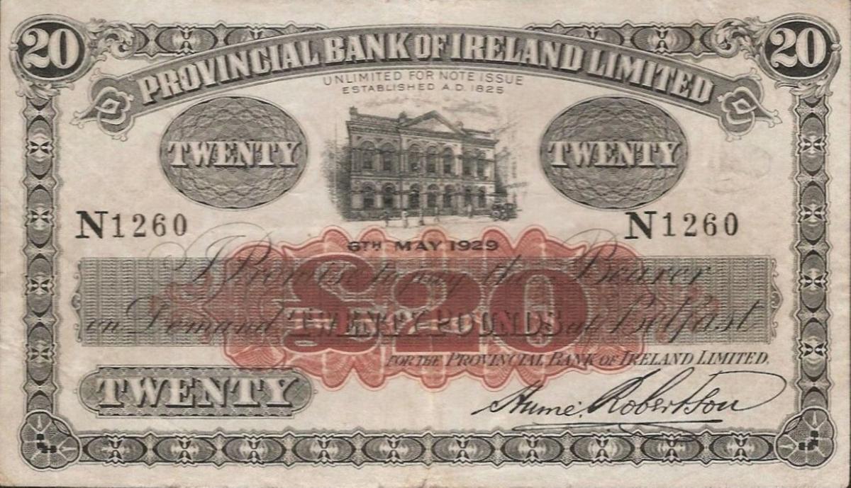 Front of Northern Ireland p234a: 20 Pounds from 1929