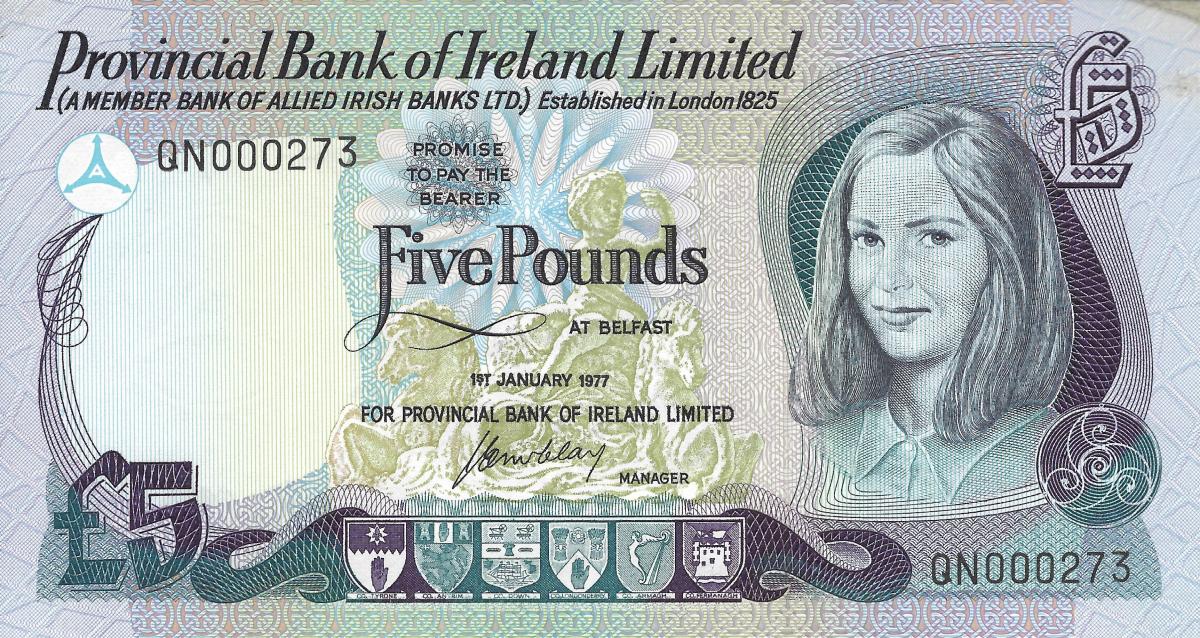 Front of Northern Ireland p248a: 5 Pounds from 1977