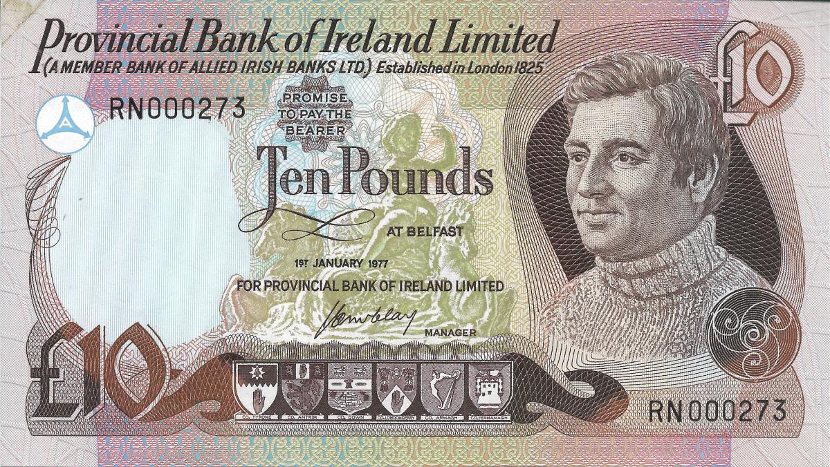 Front of Northern Ireland p249a: 10 Pounds from 1977