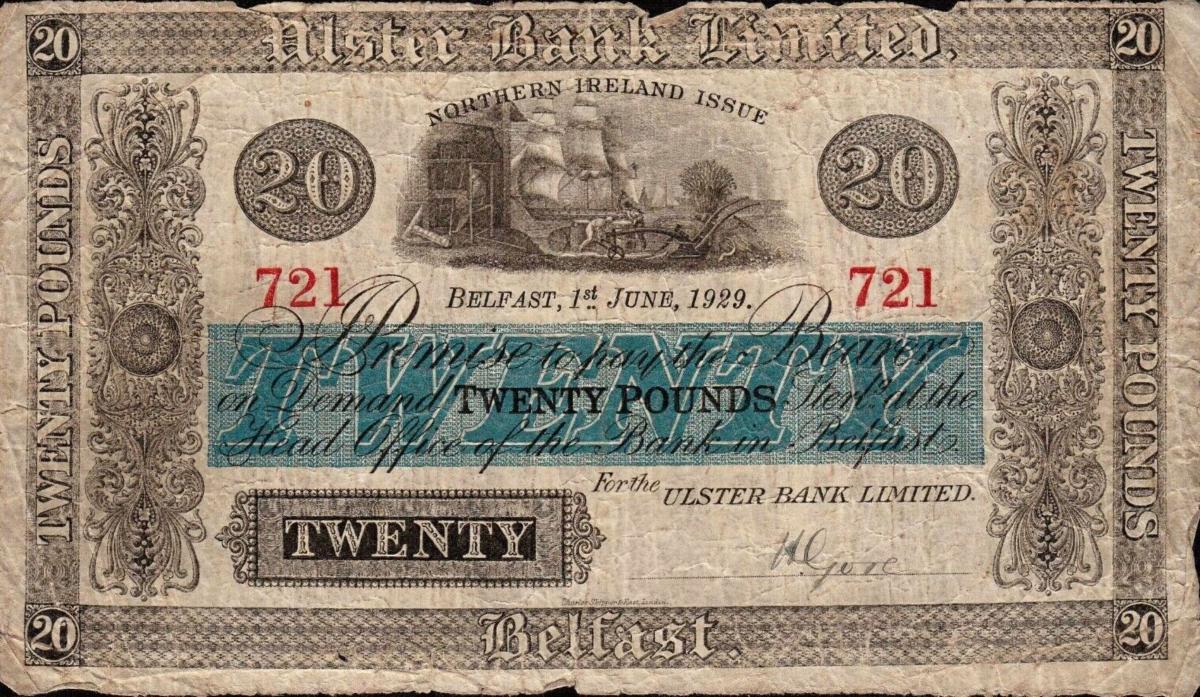 Front of Northern Ireland p309: 20 Pounds from 1929