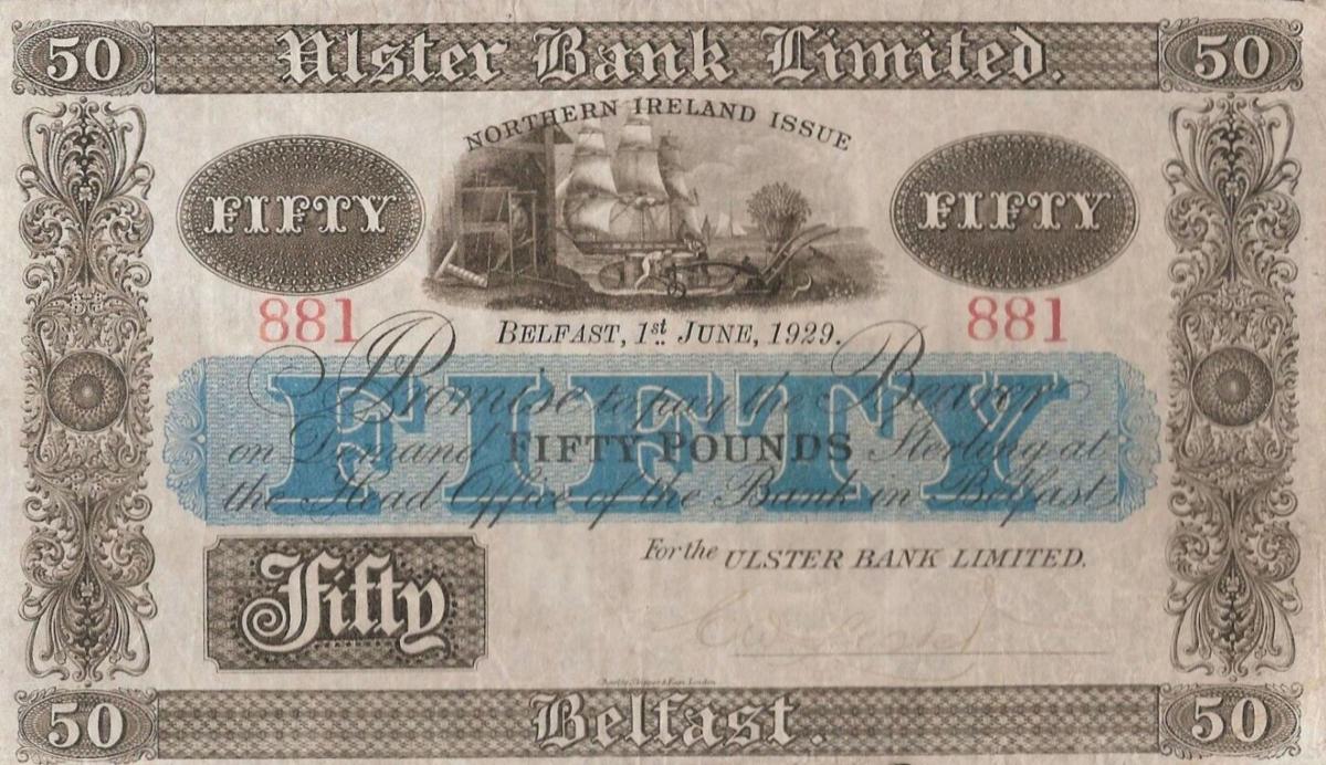 Front of Northern Ireland p310: 50 Pounds from 1929