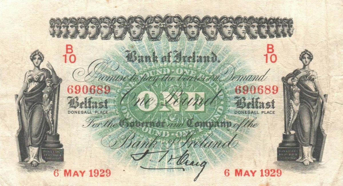 Front of Northern Ireland p51a: 1 Pound from 1929