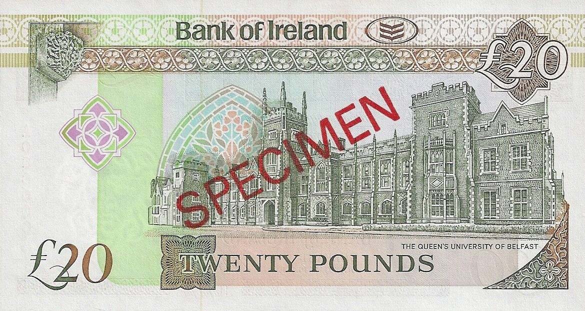 Back of Northern Ireland p72s: 20 Pounds from 1991