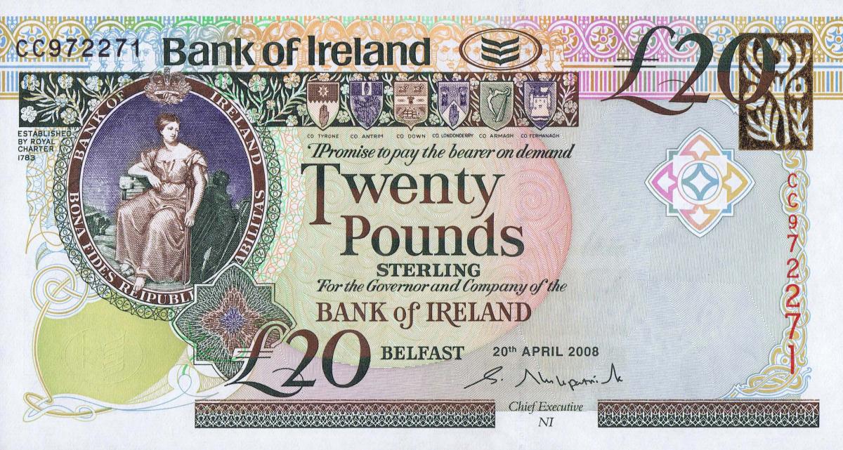 Front of Northern Ireland p85a: 20 Pounds from 2008