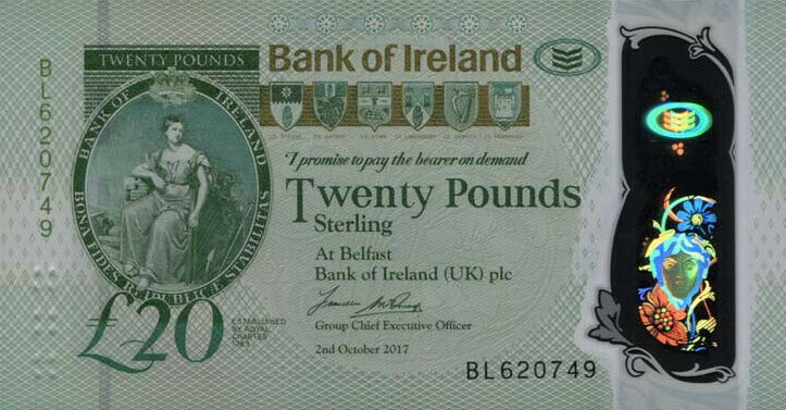 Front of Northern Ireland p92a: 20 Pounds from 2017