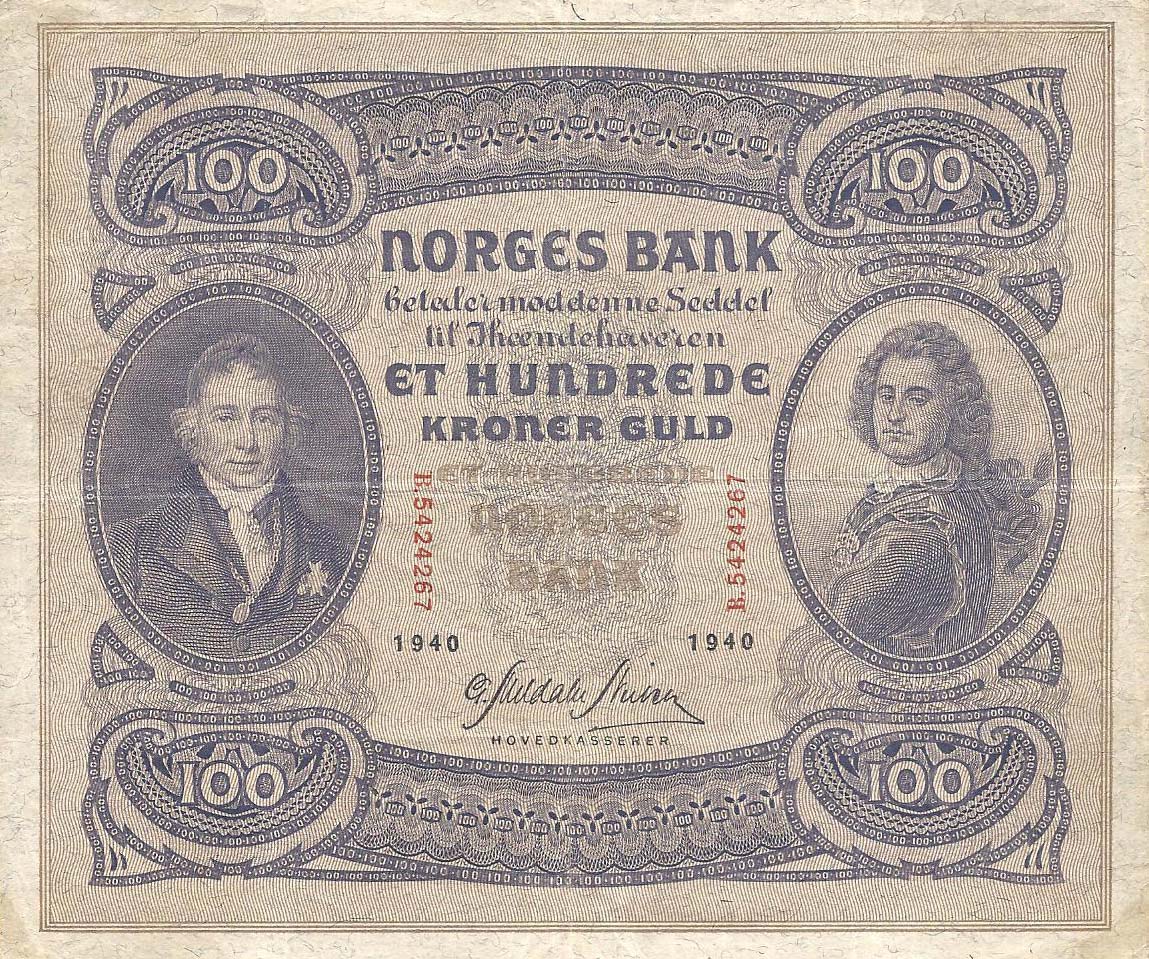 Front of Norway p10c: 100 Kroner from 1935