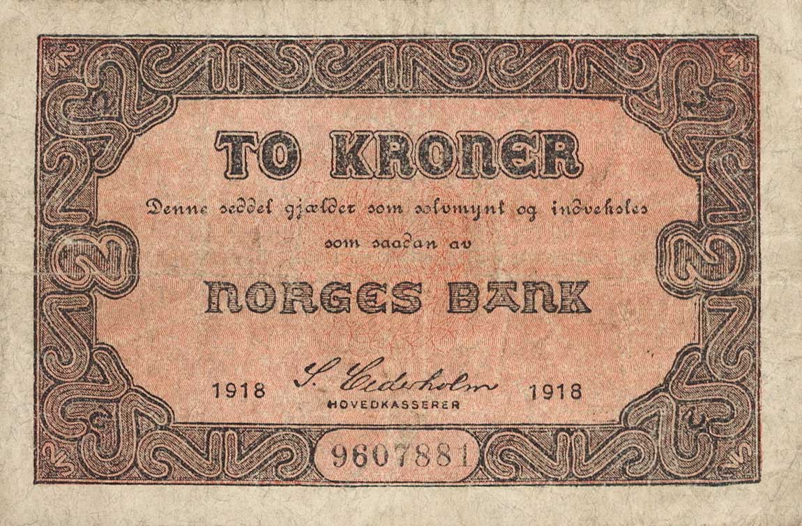 Front of Norway p14a: 2 Kroner from 1918