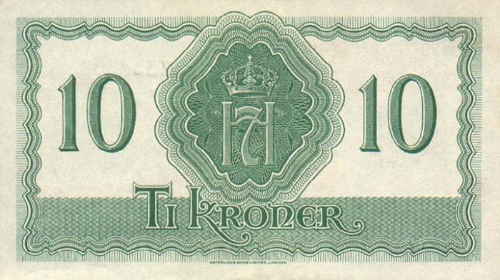 Back of Norway p20b: 10 Kroner from 1944