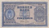 p25a from Norway: 5 Kroner from 1945