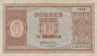p26a from Norway: 10 Kroner from 1945