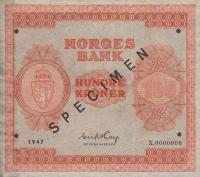 p28s from Norway: 100 Kroner from 1945