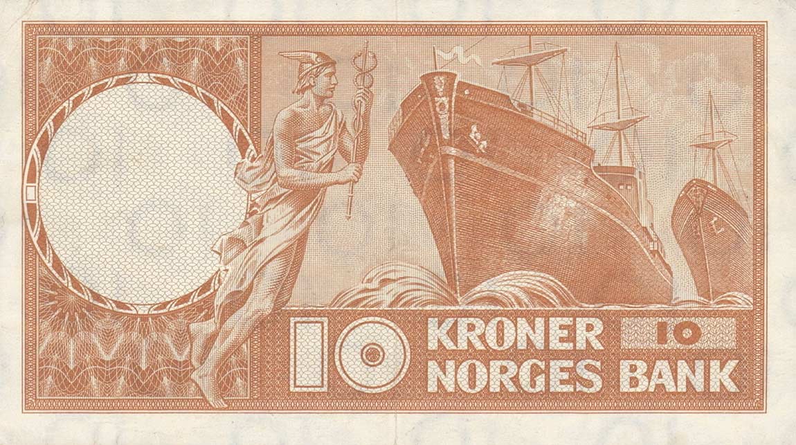 Back of Norway p31a: 10 Kroner from 1954