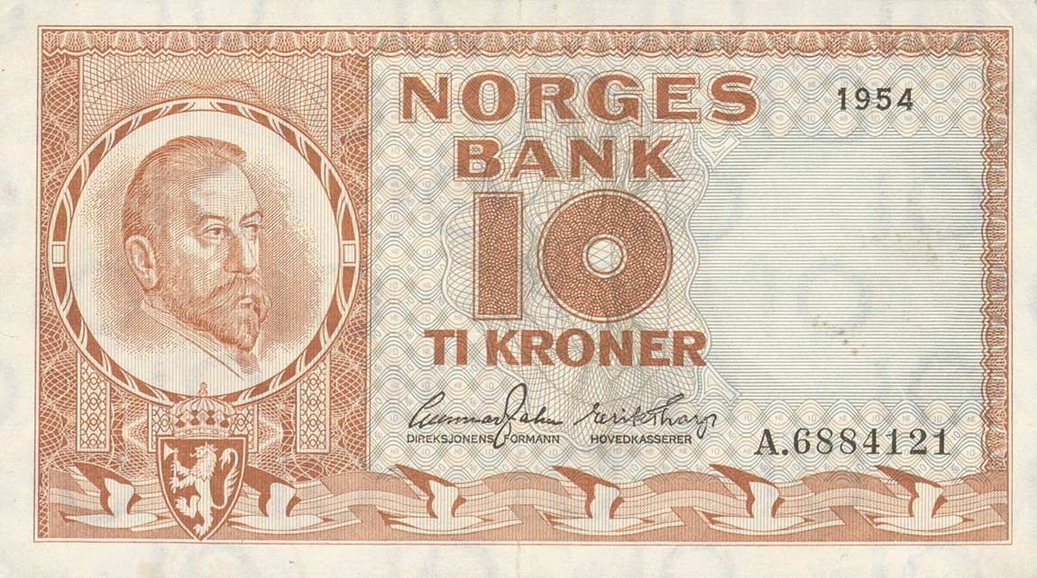 Front of Norway p31a: 10 Kroner from 1954