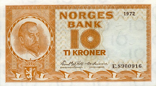 Front of Norway p31f: 10 Kroner from 1971