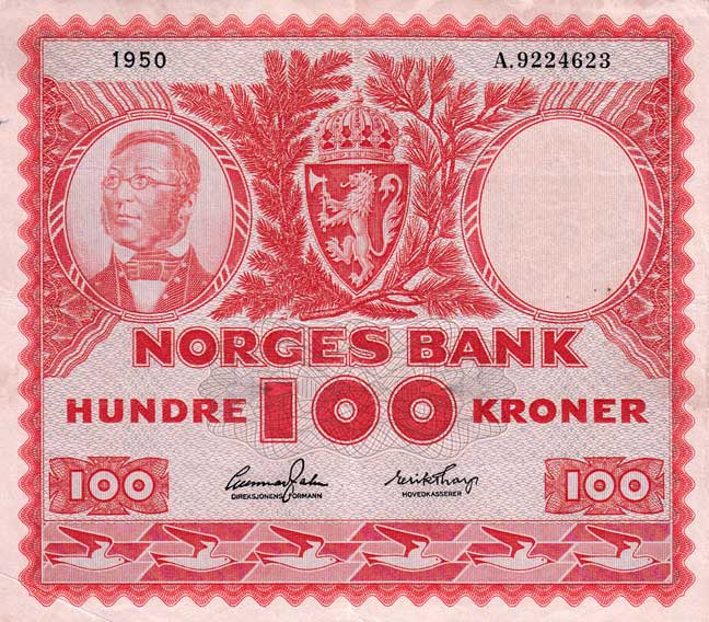 Front of Norway p33a1: 100 Kroner from 1949