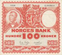 p33b from Norway: 100 Kroner from 1954